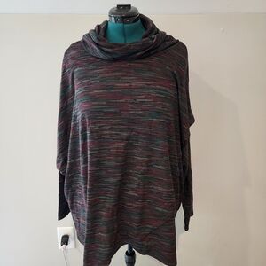 Chelsea & Theodore Multi-color Long Sleeve, Cowl Neck Top Tunic Shirt Size 2X